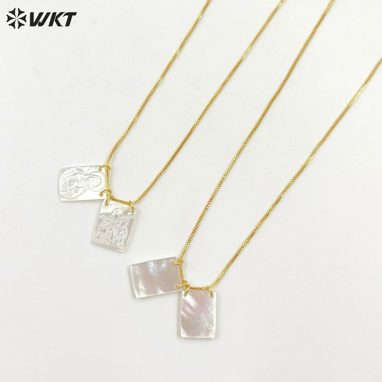 WT-JN285 New Design Wholesale Religious 18K Gold Plated Blessing Square Necklace for Unisex As Anniversary Gift
