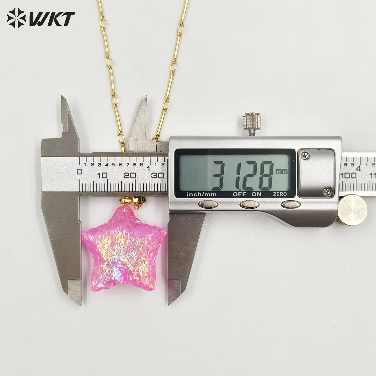 WT-N1346 WKT Best 2023 Newest Natural Pink Opal Necklace Star Shape Pendant Necklace Women Simple Hoop Aura Star Necklace