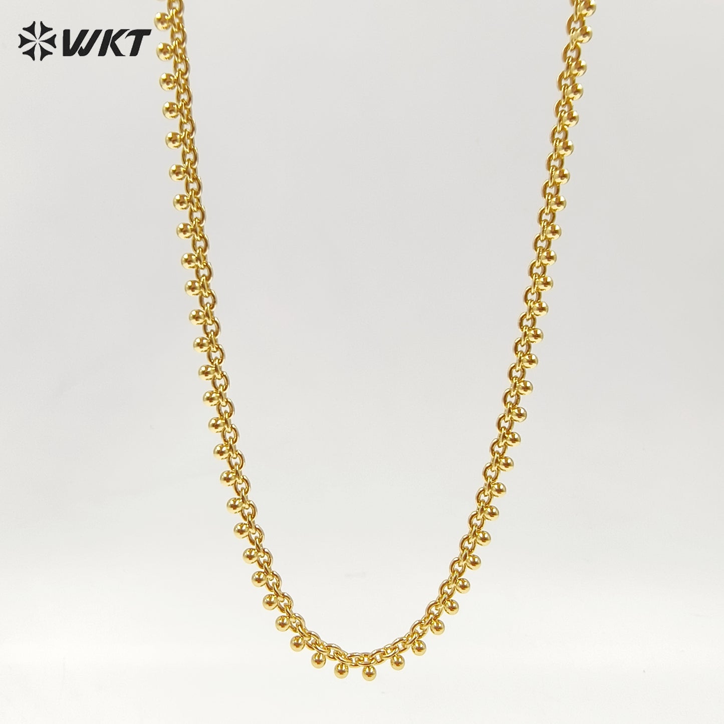 WT-JFN31 Latest Models Stylish Charming 18K Gold Plated Square Round 16 Inch Necklace Jewelry Finished for Both Men and Women