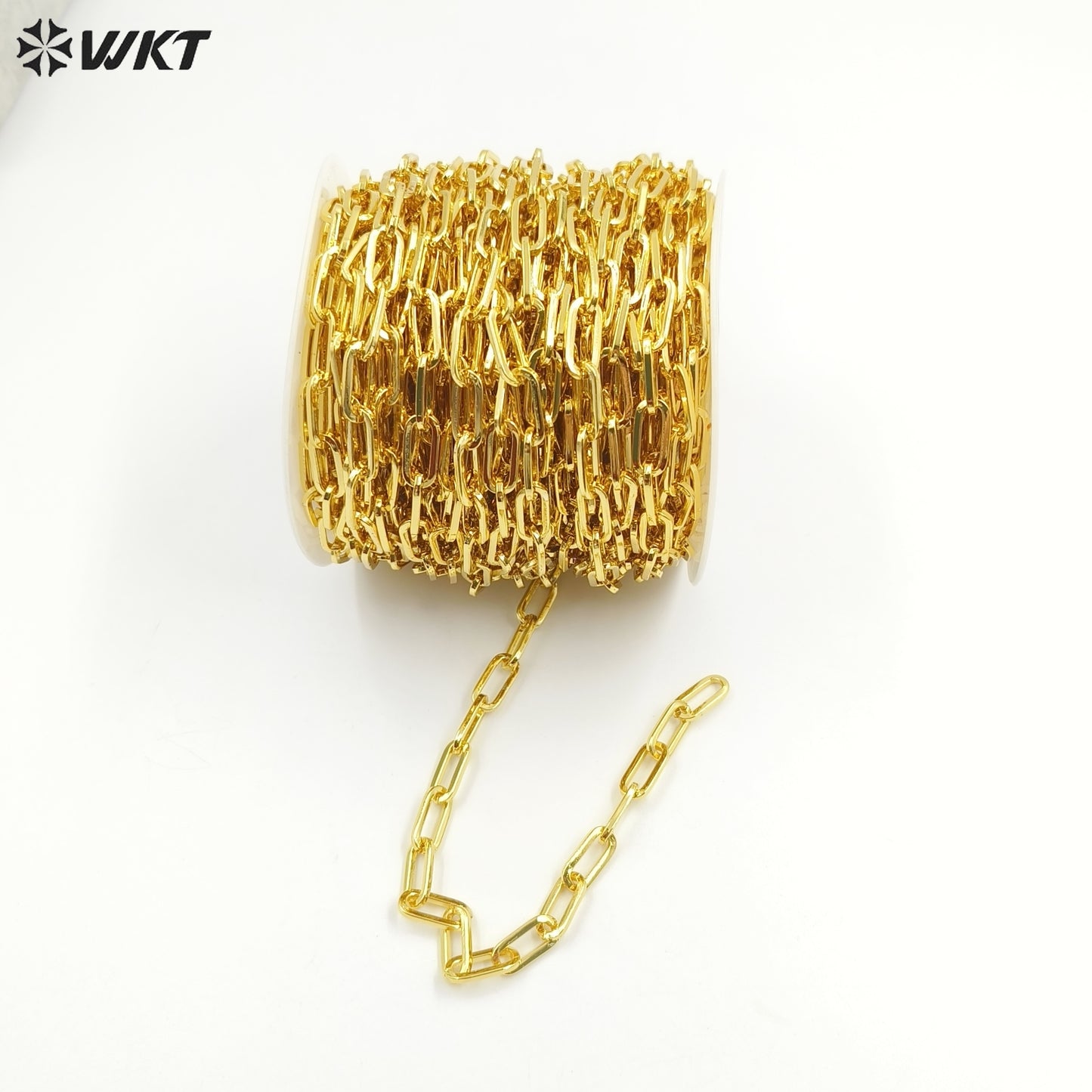 WT-BC227 WKT New 18K Real Gold Plated Resist Tarnishable Square Link Cross Chain Findings for Jewelry Design