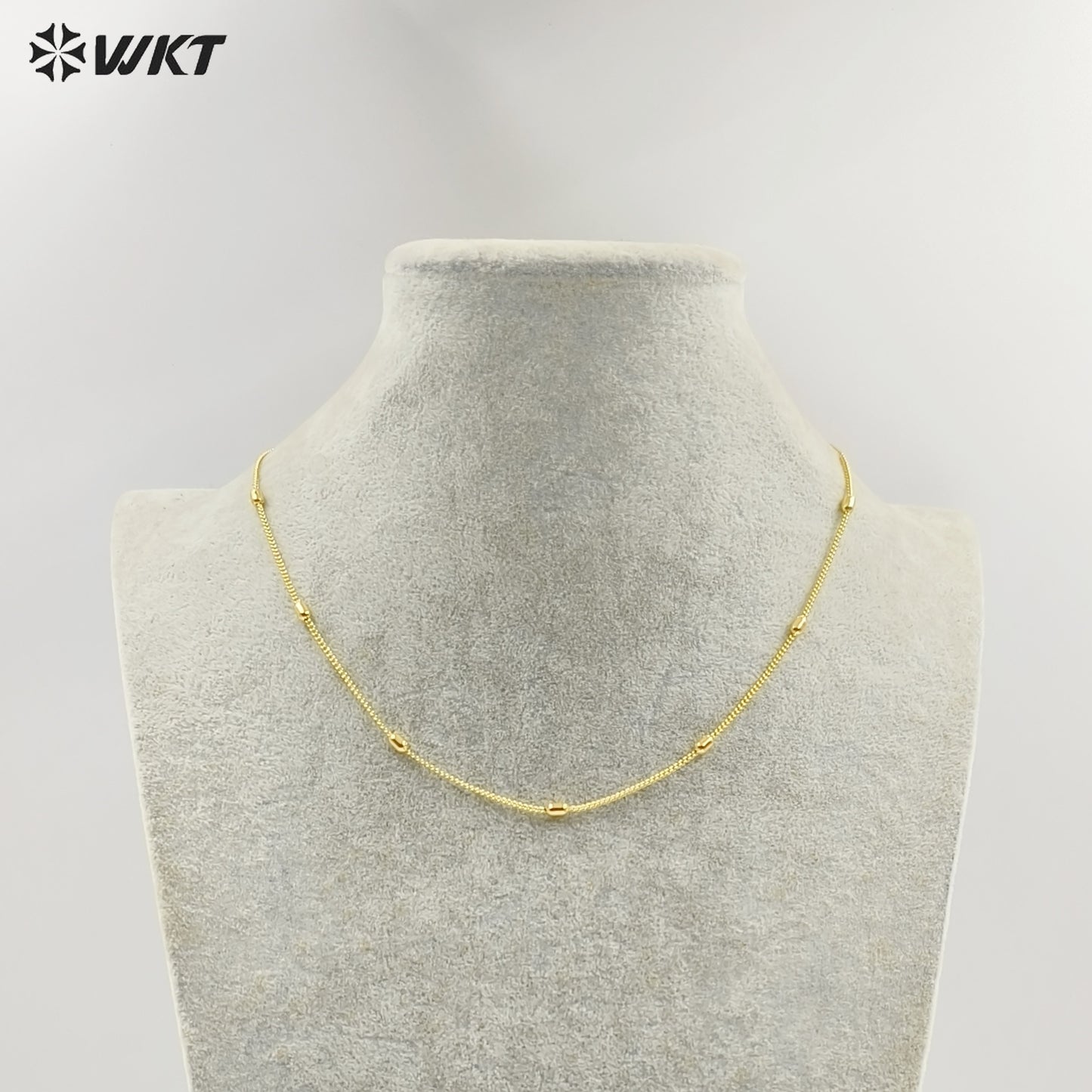 WT-JFN43 High Quality Classical Simple Yellow Brass 18K Gold Plated With Beads Metal Thin Necklace For Ladies Casual Jewelry