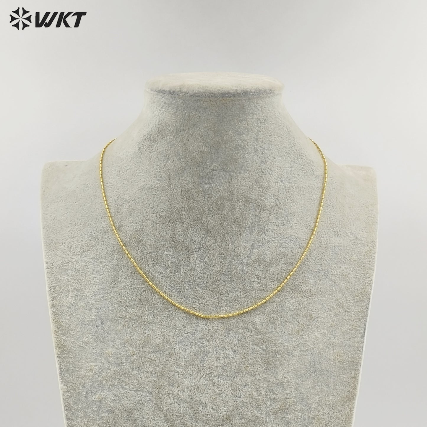 WT-JFN50 Top Quality Simple Classic 18K Gold Electroplated Yellow Brass Metal Fine Handmade Little Long Beads Chain Necklace