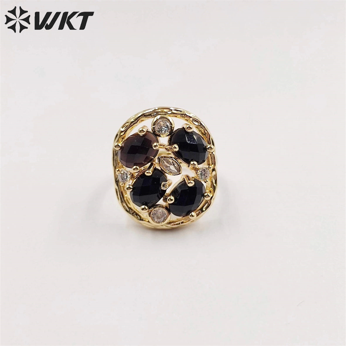 WT-R466 WKT Amazing Gorgeous Natural Stone Ring Micropaved Zircon Setting Precious Gemstone Women Ring