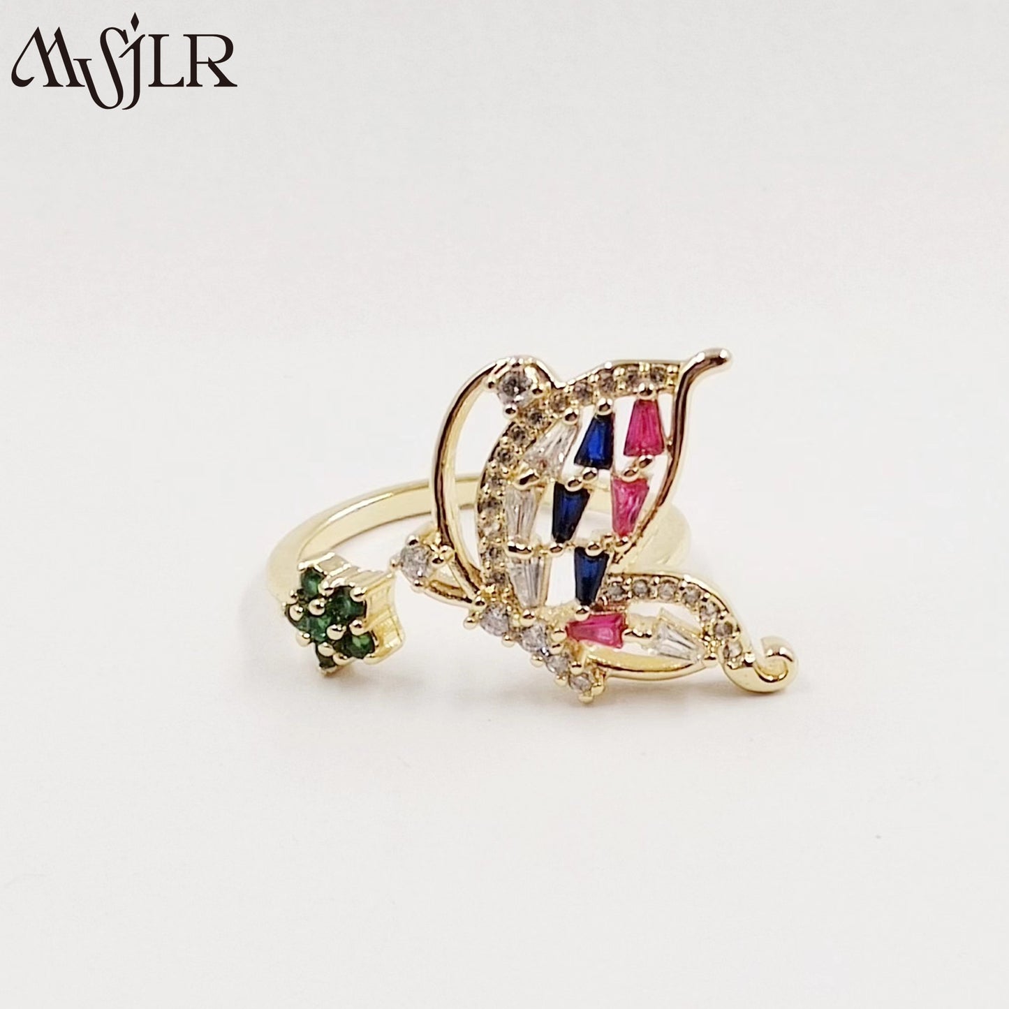 WKT-MVR053 High Quality Butterfly Flower Ring for Women in Europe and America Fashionable Personality Open Index Finger Ring