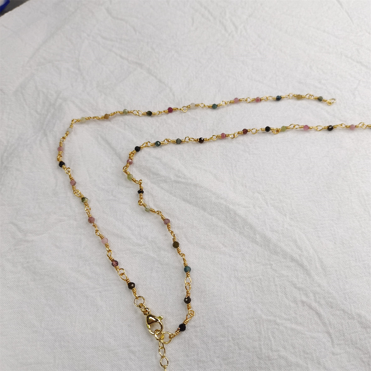 WT-BFN019 Wholesale Fashion Colorful Natural Stone Beads Rosary Chain Cute Double Hook Necklace Jewelry for Women Birthday Gift