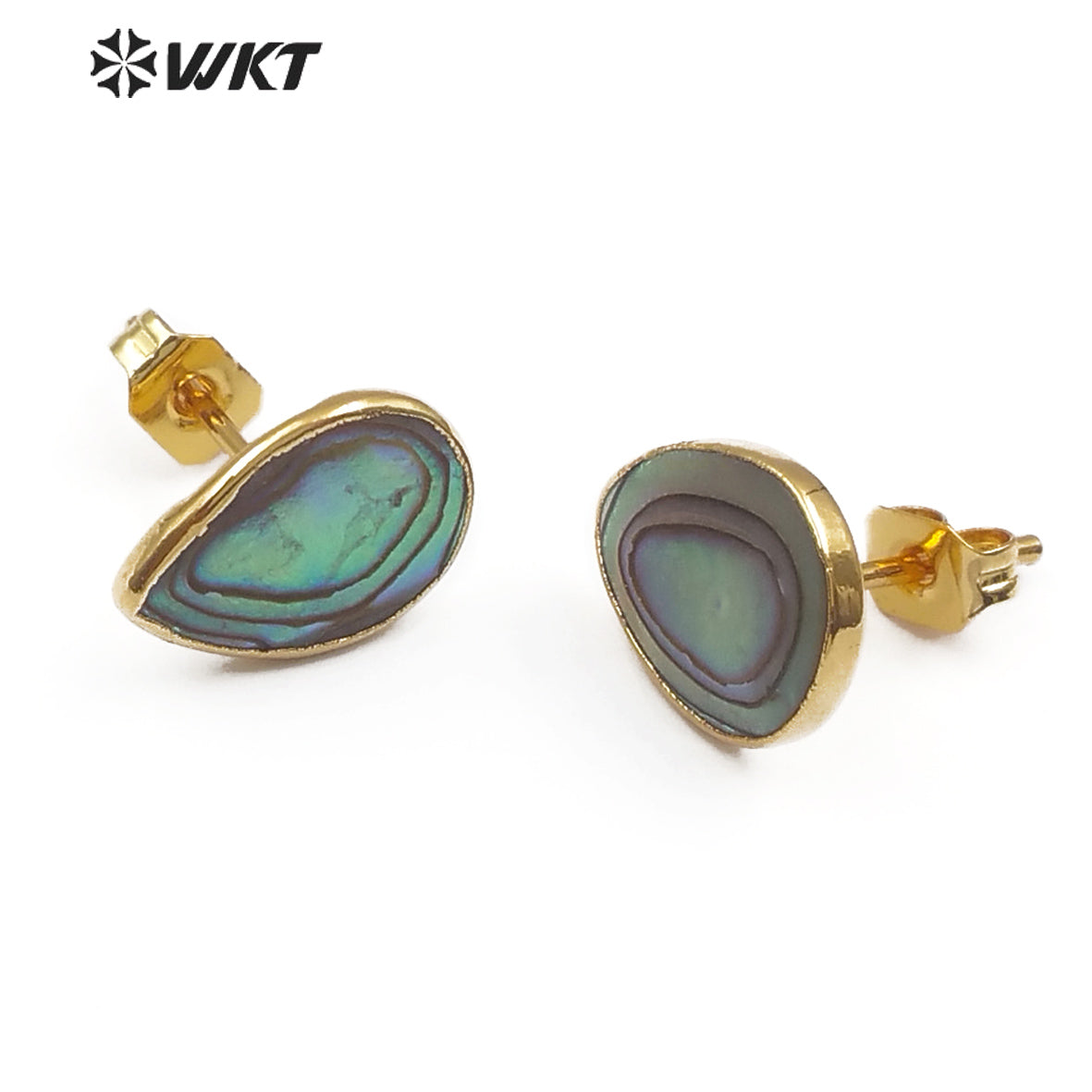 WT-E486 Natural Sea Shell Jewelry Women Elegant Stud Earring Gold Framed Shell Earring TearDrop Shape Abalone Shell Earring