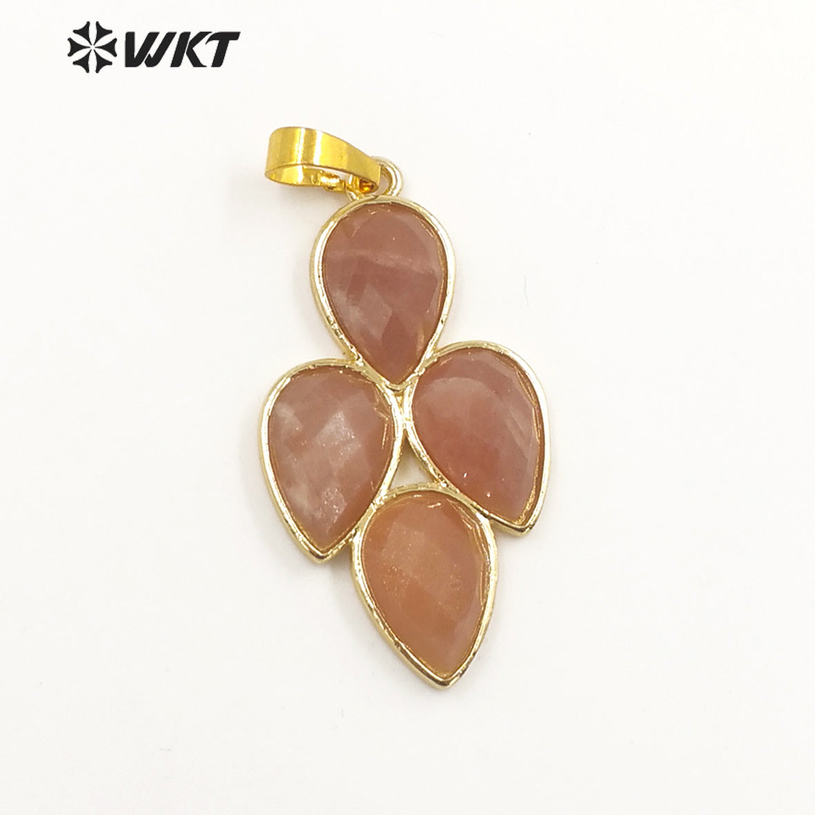 WT-P1922 Fashion Design Trendy New Precious Leaf Shaped Colorful Stone Oval Amazonite Amethyst Gemstone Pendants