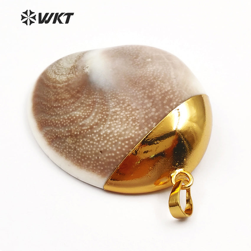 WT-JP038 2018 Newest Unique Design Wild Coast Jewelry Natural White Shell Eye of Saint Lucia on Back Pendant for Jewelry Making