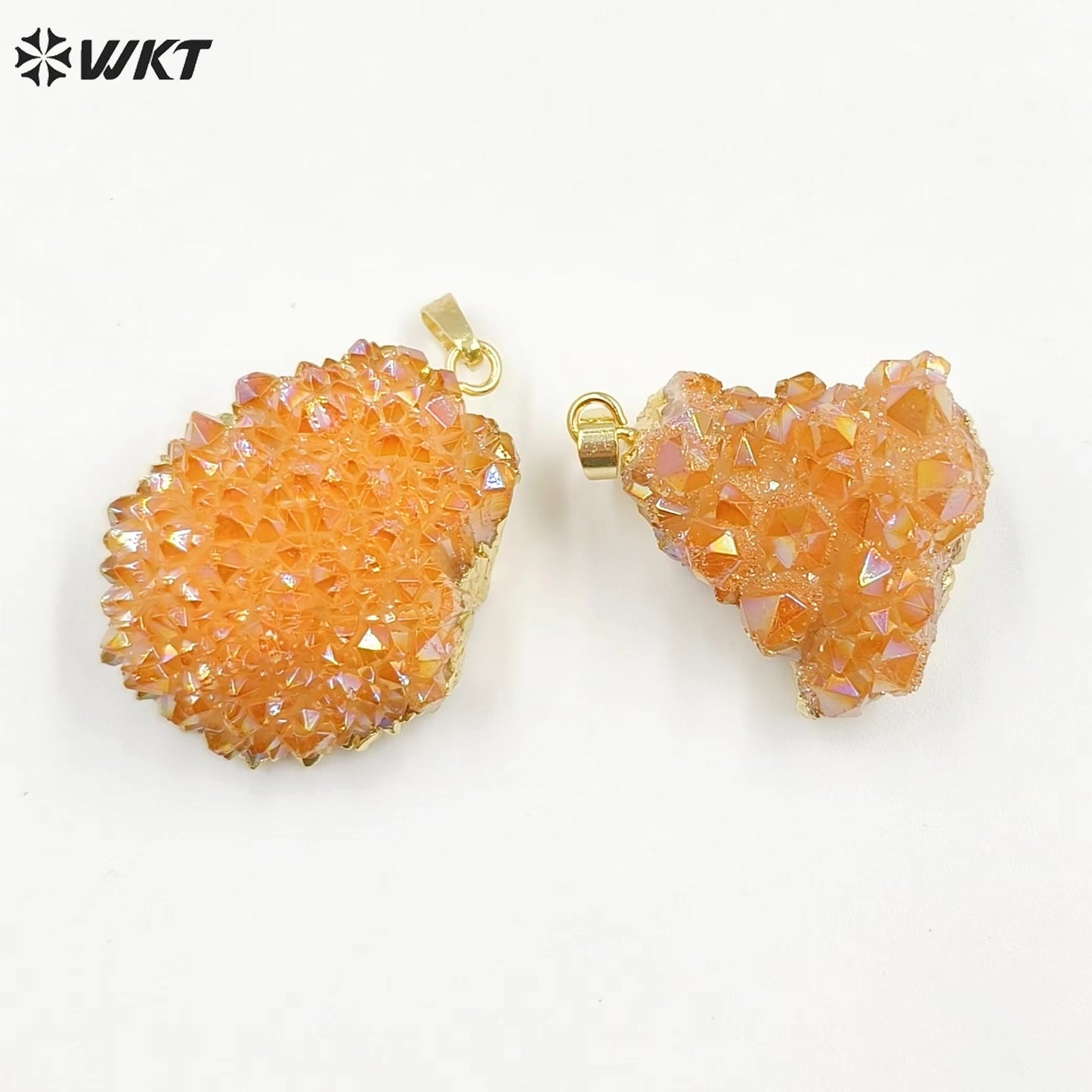 WT-P1917 New Precious Lovely Natural Aura Cluster Quartz White Crystal Colorful Amazonite Stone Pendants