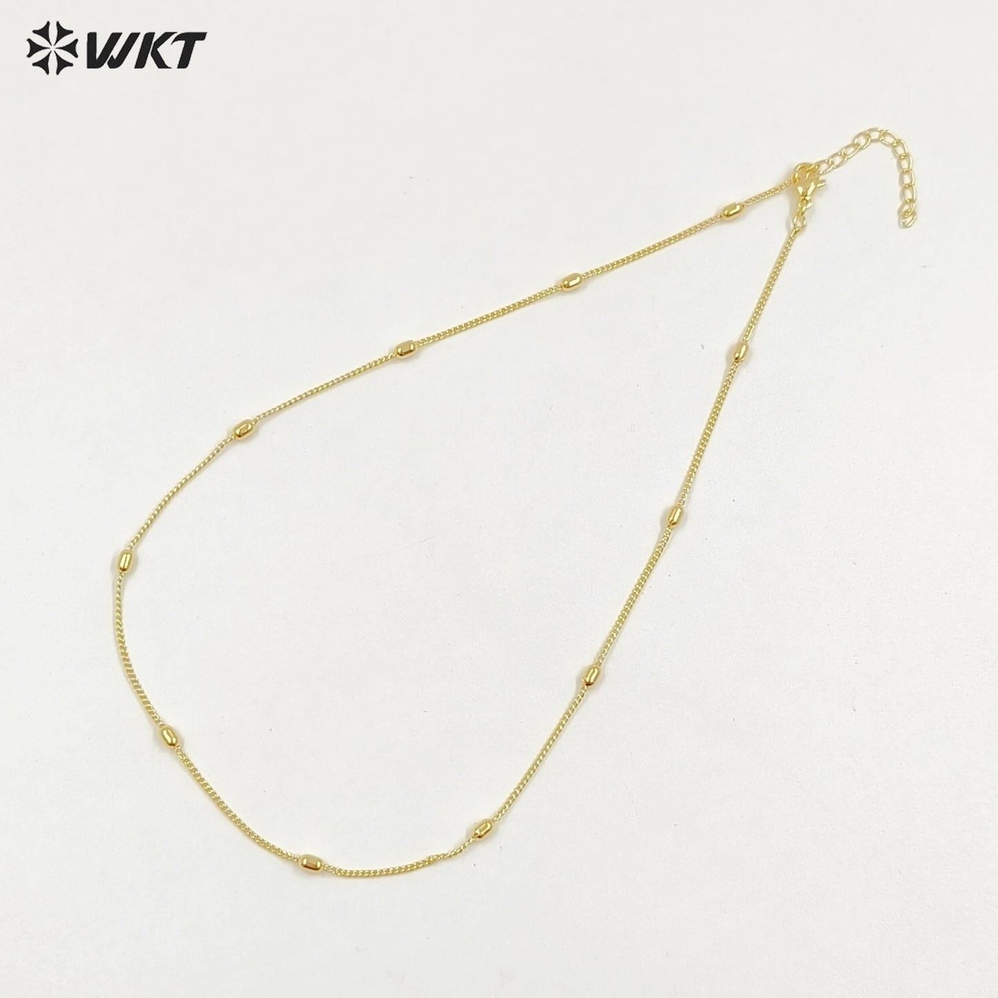 WT-JFN43 High Quality Classical Simple Yellow Brass 18K Gold Plated With Beads Metal Thin Necklace For Ladies Casual Jewelry