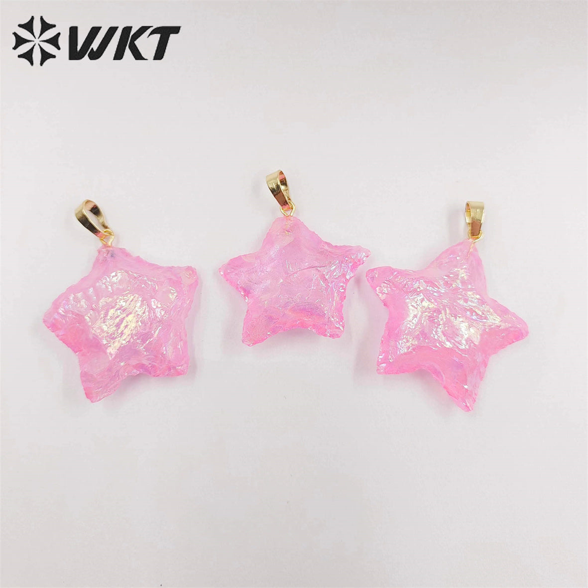 WT-P1885 Amazing Natural Aqua Aura Crystal Quartz Pendant Single Loop Raw Stone Quartz Star Pendant for Necklace Design