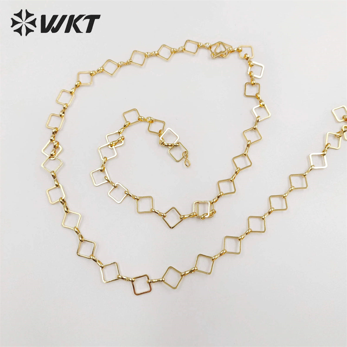 WT-BC191 New 18k Real Gold Plated Resist Tarnishable Brass Chain square Handmade Jewelry Chain in 8mm
