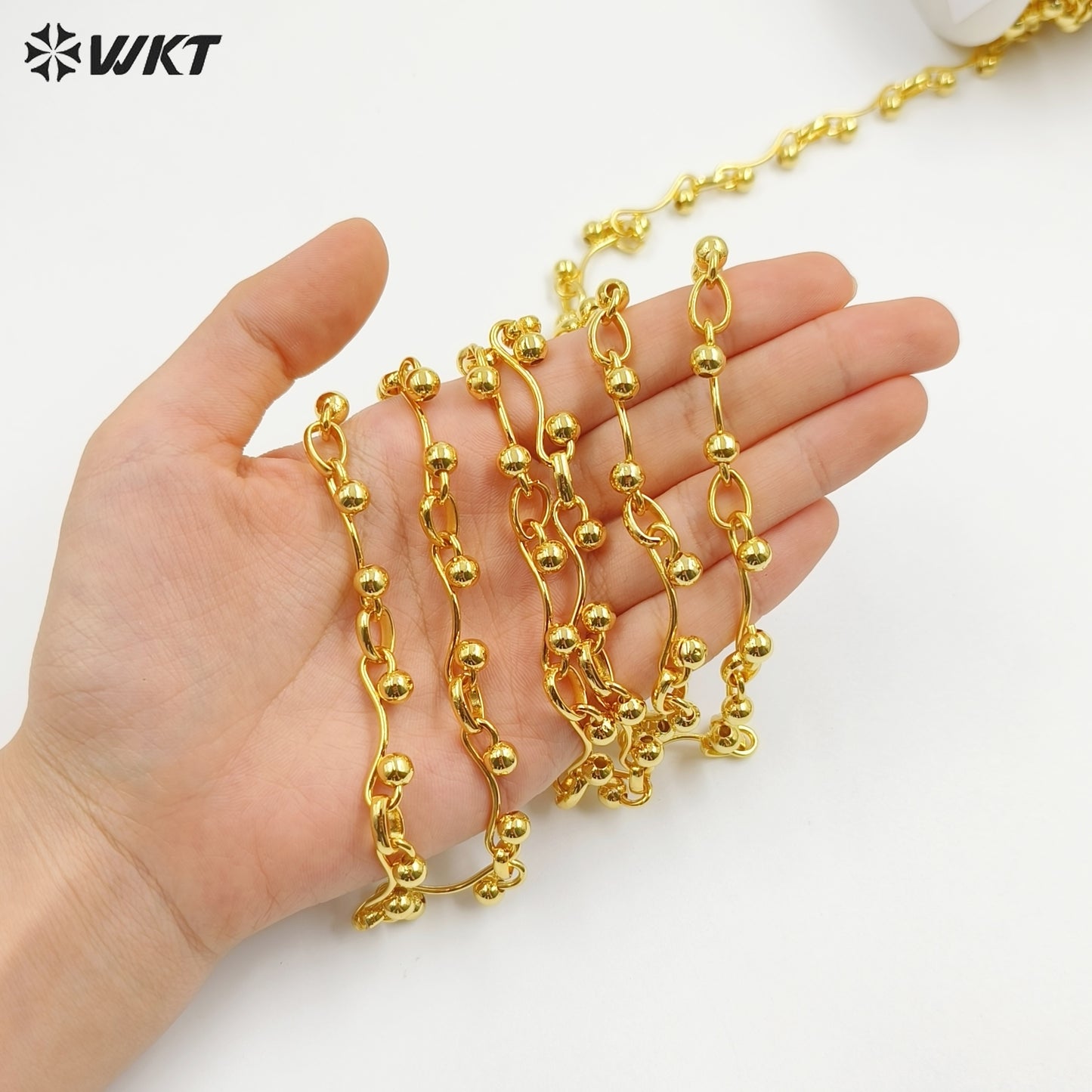 WT-BC261 Wonderful Jewelry DIY Accessories Chain Unique Design With Metal Beads Yellow Brass Gold Electroplated Wholesale