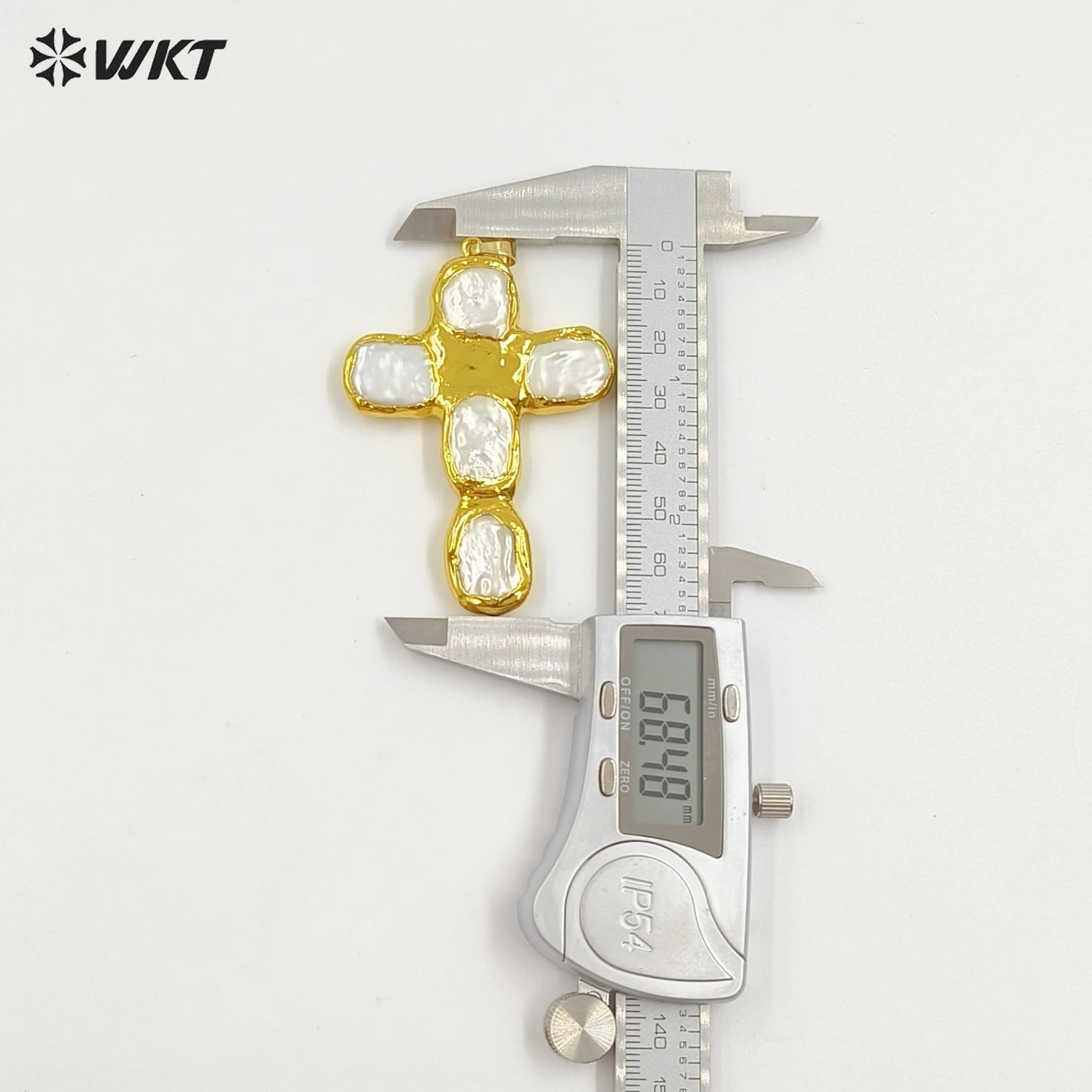 WT-JP420 New Sales Square Natural Freshwater Pearls Back Full Gold Plated Cross Shape Pendant For Jewelry DIY Accessories