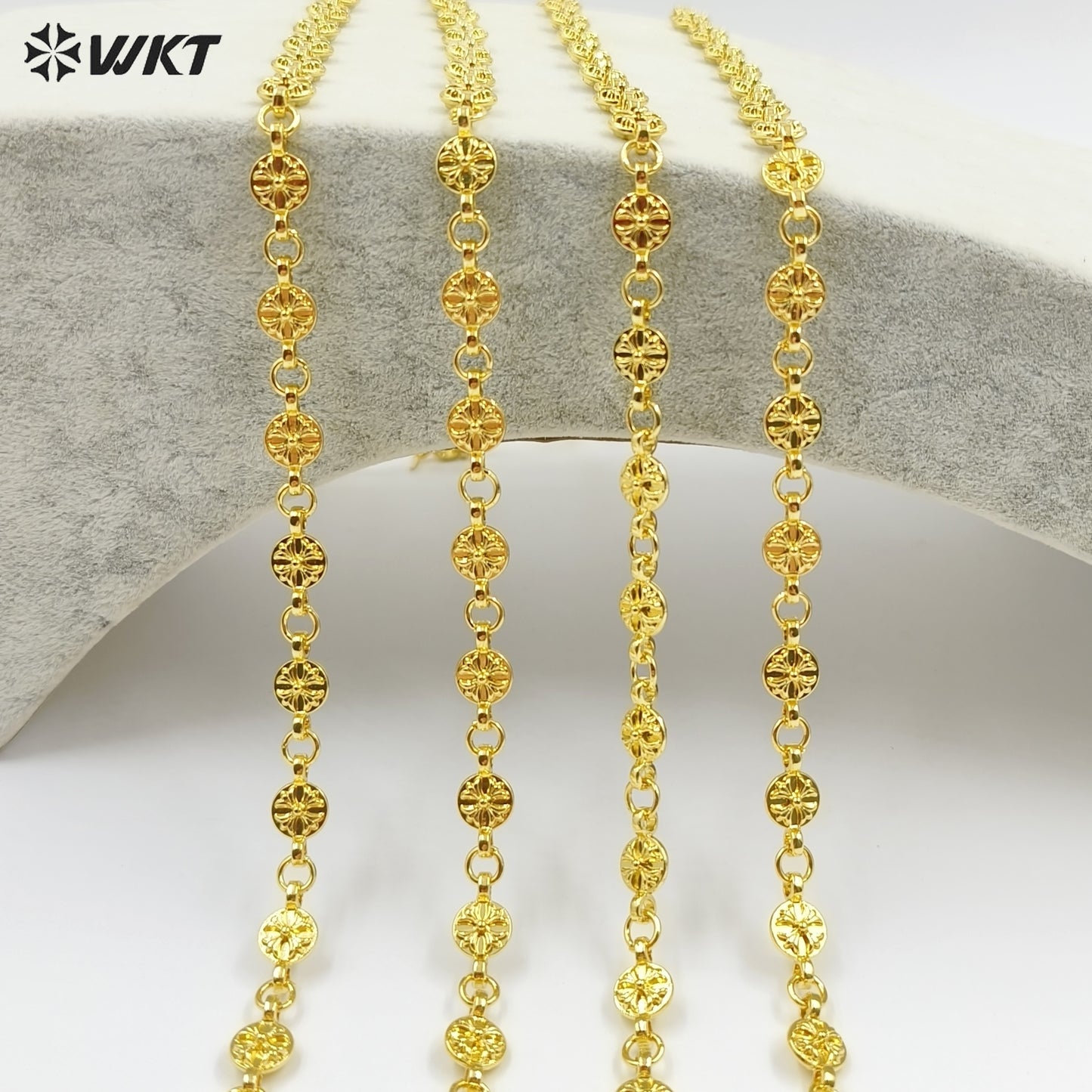 WT-BC250 Amazing Fashion Chunky Unique Handmade Connect 18k Real Gold Plated Chain Accessory for Jewelry Design