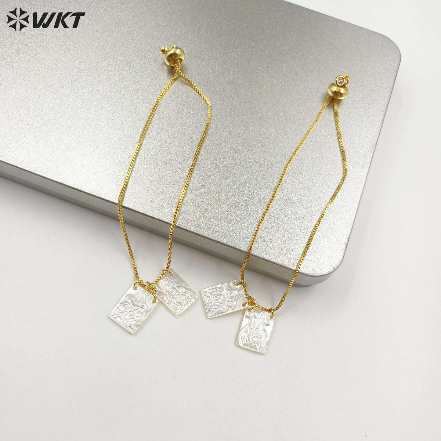 WT-MPB117 New Elegant Religious 18K Gold Plated Prayer Square Bracelet for Girls Finished Jewelry As Daily Decoration and Gift