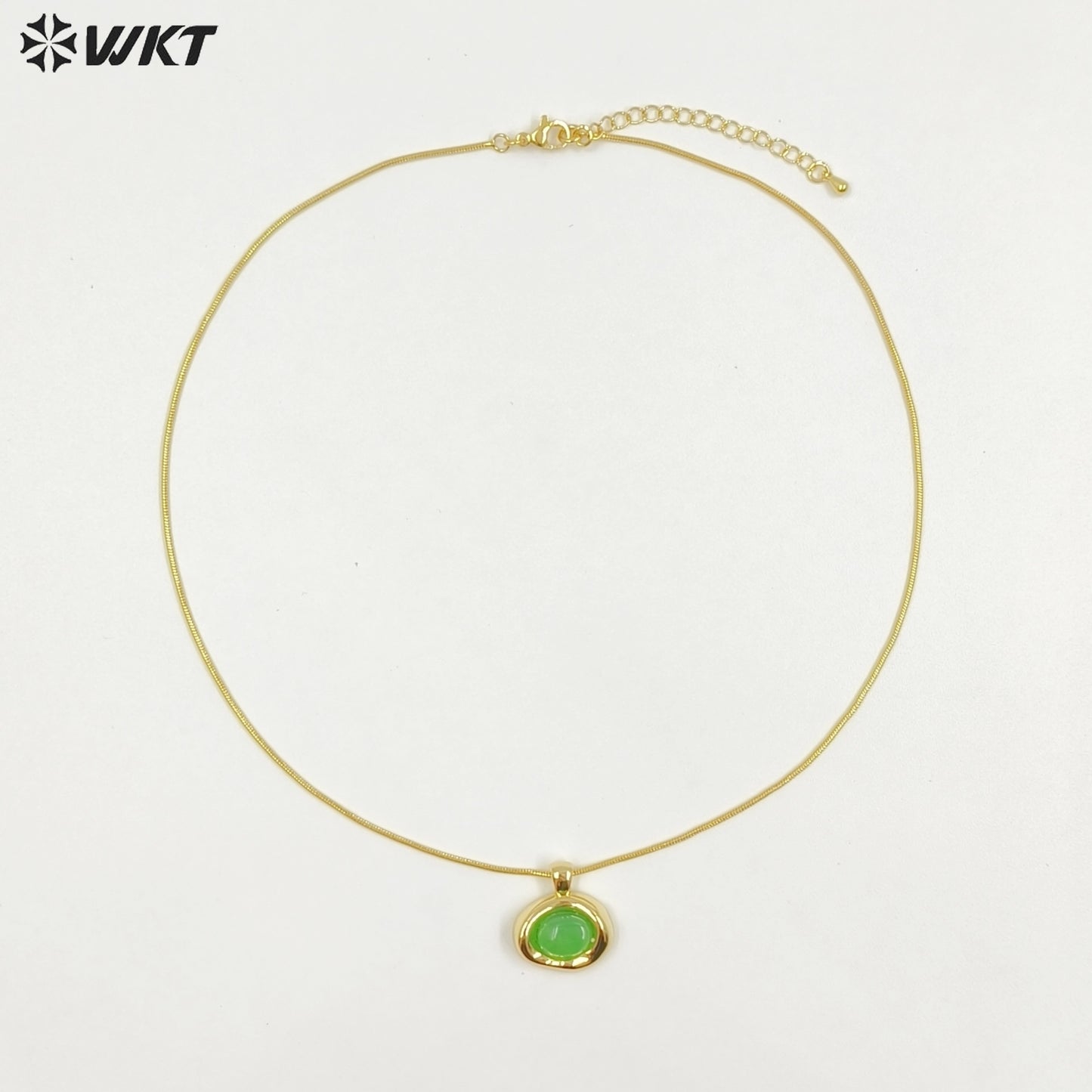 WT-N1496 The New Listing Trendy Gold Plated Fine Chain Natural Gemstone Round Pendant Necklace As Ladies Birthday Gift