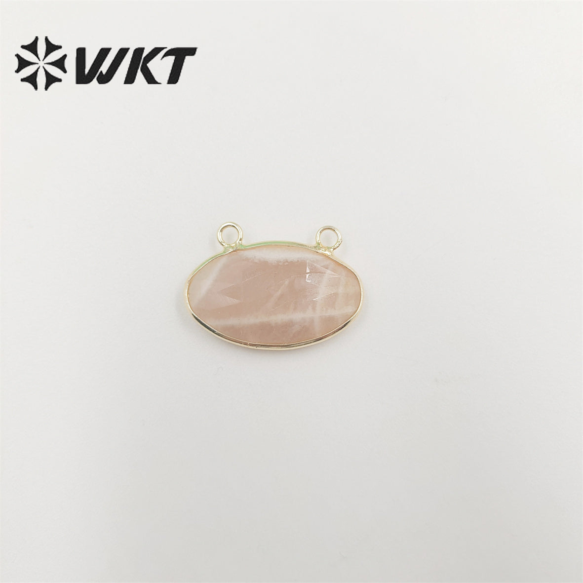 WT-P1849 Wholesale Fashion Gold Plated Oval Faceted Bezel Natural Sun Stone Pendant Unique Double Loops Jewelry Pendant