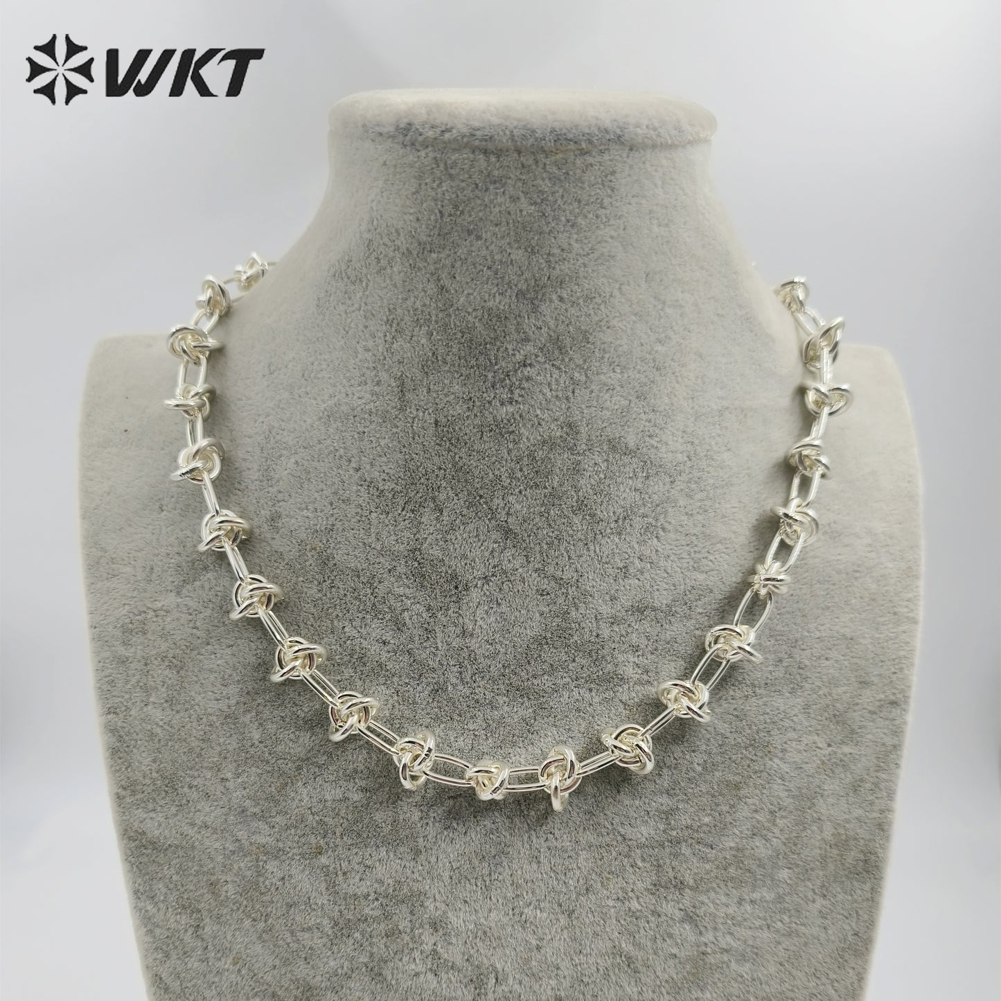 WT-BFN043 Wholesale 18k Real Gold Plated Metal Knotted Chain Necklace Women Fashion Locomotive Necklace Unisex Chunky Jewelry