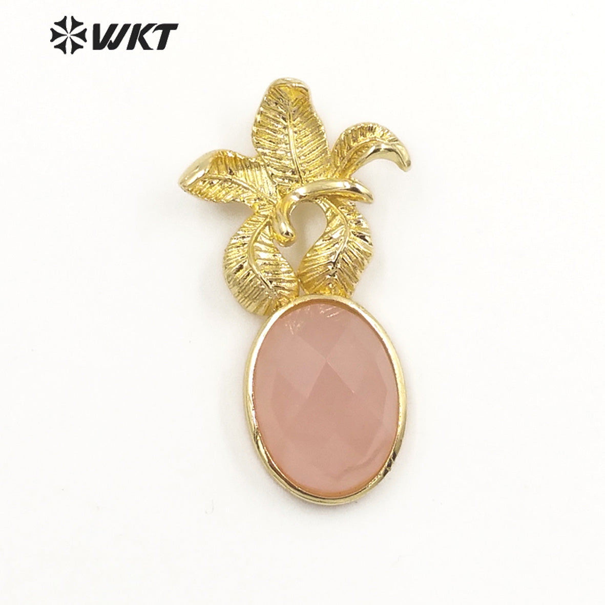 WT-P1923 Fashion Design Trendy New Precious Colorful Stone Flower Shaped Oval Amazonite Amethyst Gemstone Pendants