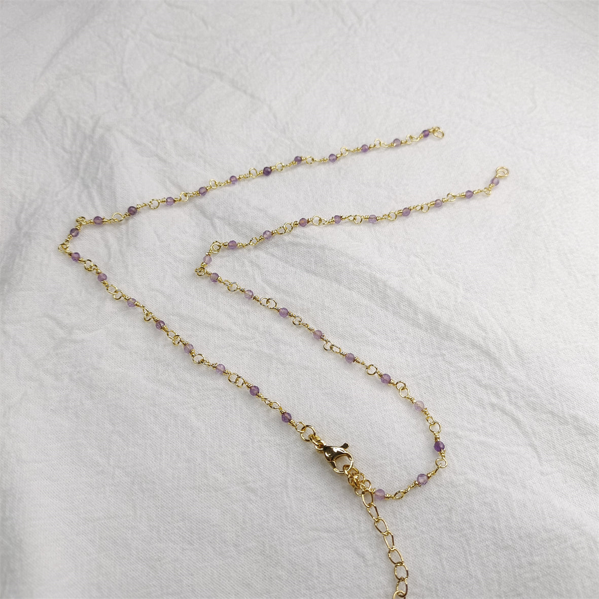 WT-BFN019 Wholesale Fashion Colorful Natural Stone Beads Rosary Chain Cute Double Hook Necklace Jewelry for Women Birthday Gift