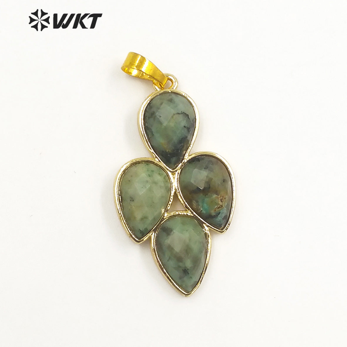 WT-P1922 Fashion Design Trendy New Precious Leaf Shaped Colorful Stone Oval Amazonite Amethyst Gemstone Pendants