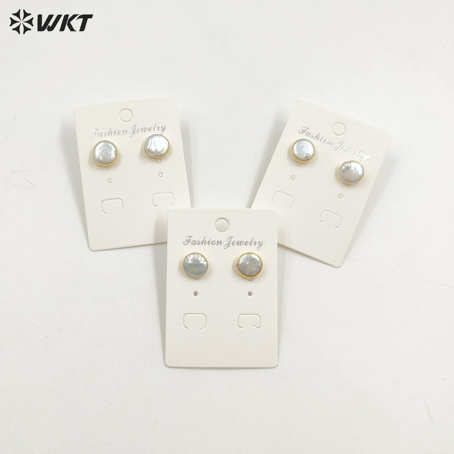 WT-MPE104 Latest Style Irregular Pearl Natural 18k Gold Plated Gift Weeding 10mm Romantic Pendant Earrings