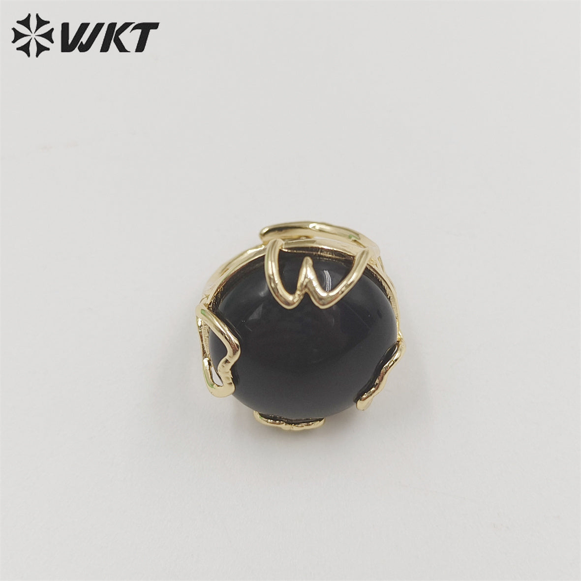 WT-R440 Wholesale Fashion 18k Real Gold Plated Resist Tarnishable Handmade Claw Setting Round Gemstone Ring in Adjustable Size