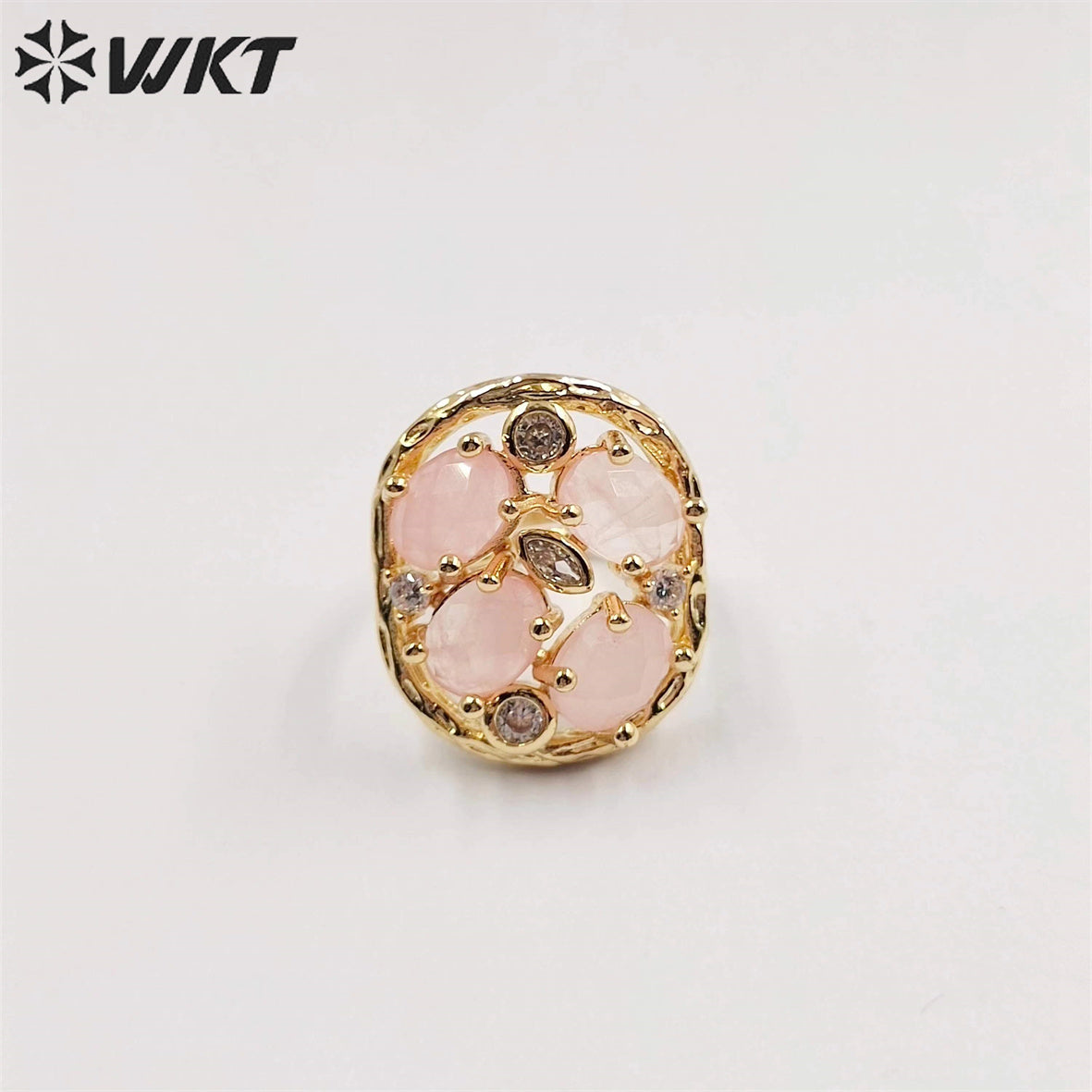 WT-R466 WKT Amazing Gorgeous Natural Stone Ring Micropaved Zircon Setting Precious Gemstone Women Ring