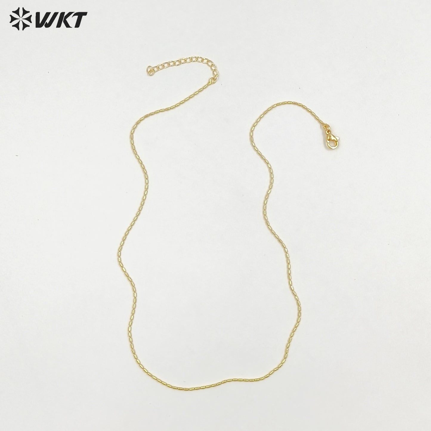 WT-JFN50 Top Quality Simple Classic 18K Gold Electroplated Yellow Brass Metal Fine Handmade Little Long Beads Chain Necklace