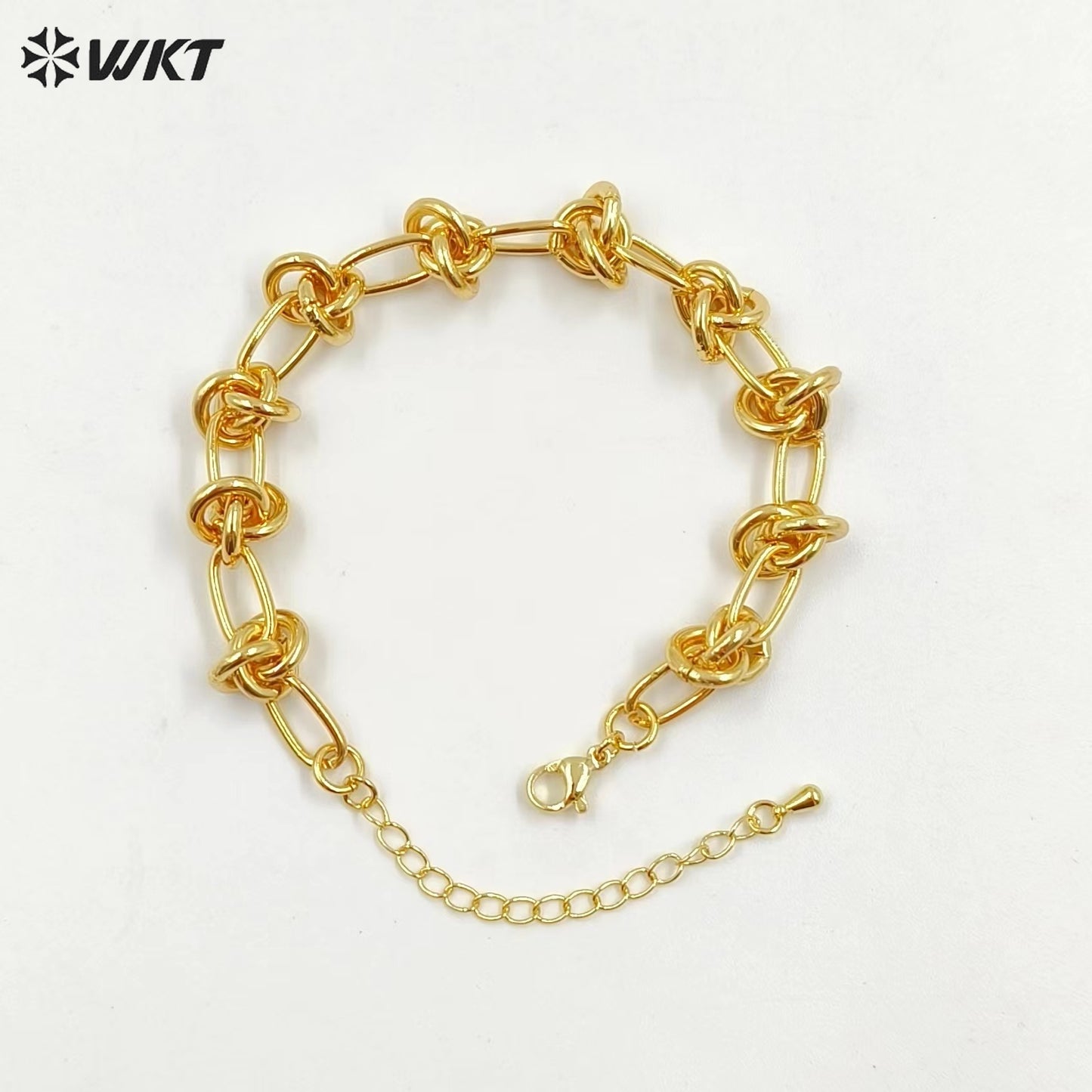 WT-JF338 Supper Hot 18k Real Gold Plated Yellow Brass Big Metal Chain Bracelet Locomotive Style Knotted Chain Women Bracelets
