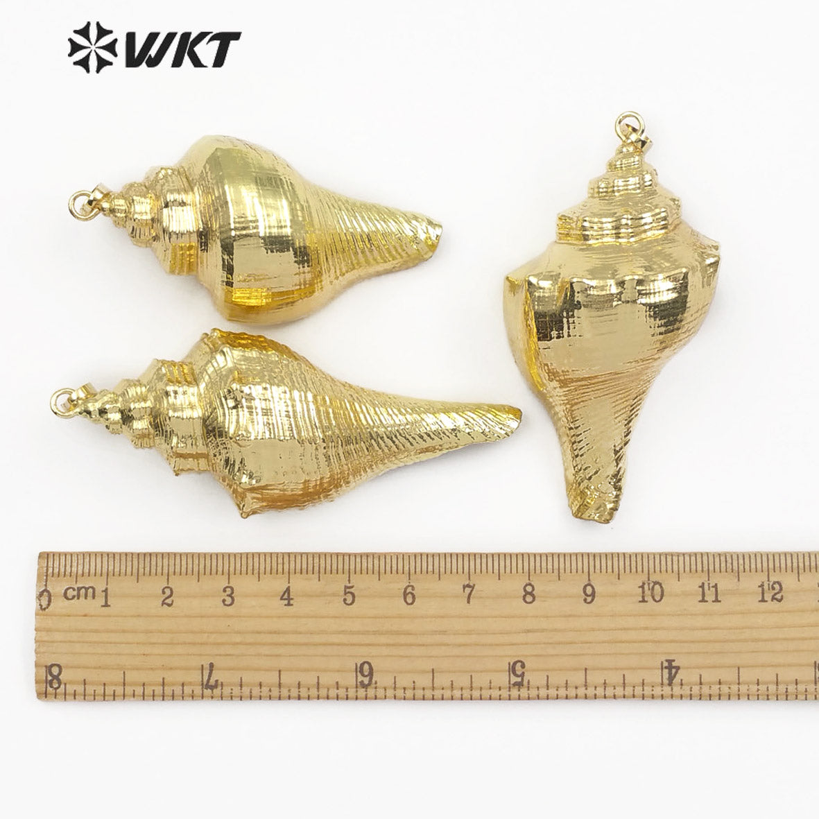 WT-JP096 Natural Sea Shell Pendant for Women Fashion Jewelry Making Boho Big Trumpet Shell With Full Gold Dipped Pendant