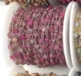 WT-RBC207 Wholesale Fashion Gold Electroplated Colorful Natural Gemstone Beads Chain Handmade Stone Made Rosary Beads Chain