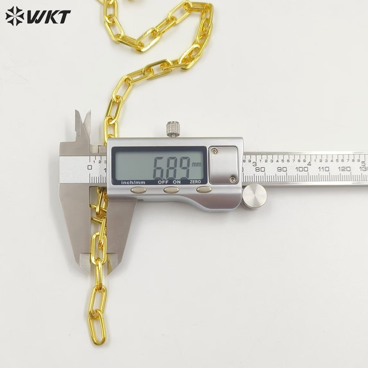 WT-BC227 WKT New 18K Real Gold Plated Resist Tarnishable Square Link Cross Chain Findings for Jewelry Design