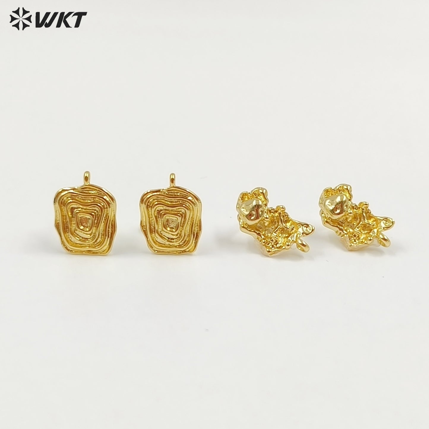 WT-JFE160 Wholesale Dainty Metal 18K Gold Electroplated With Hoops Leaves Shape Little Earrings Finding As DIY Jewelry Accessory