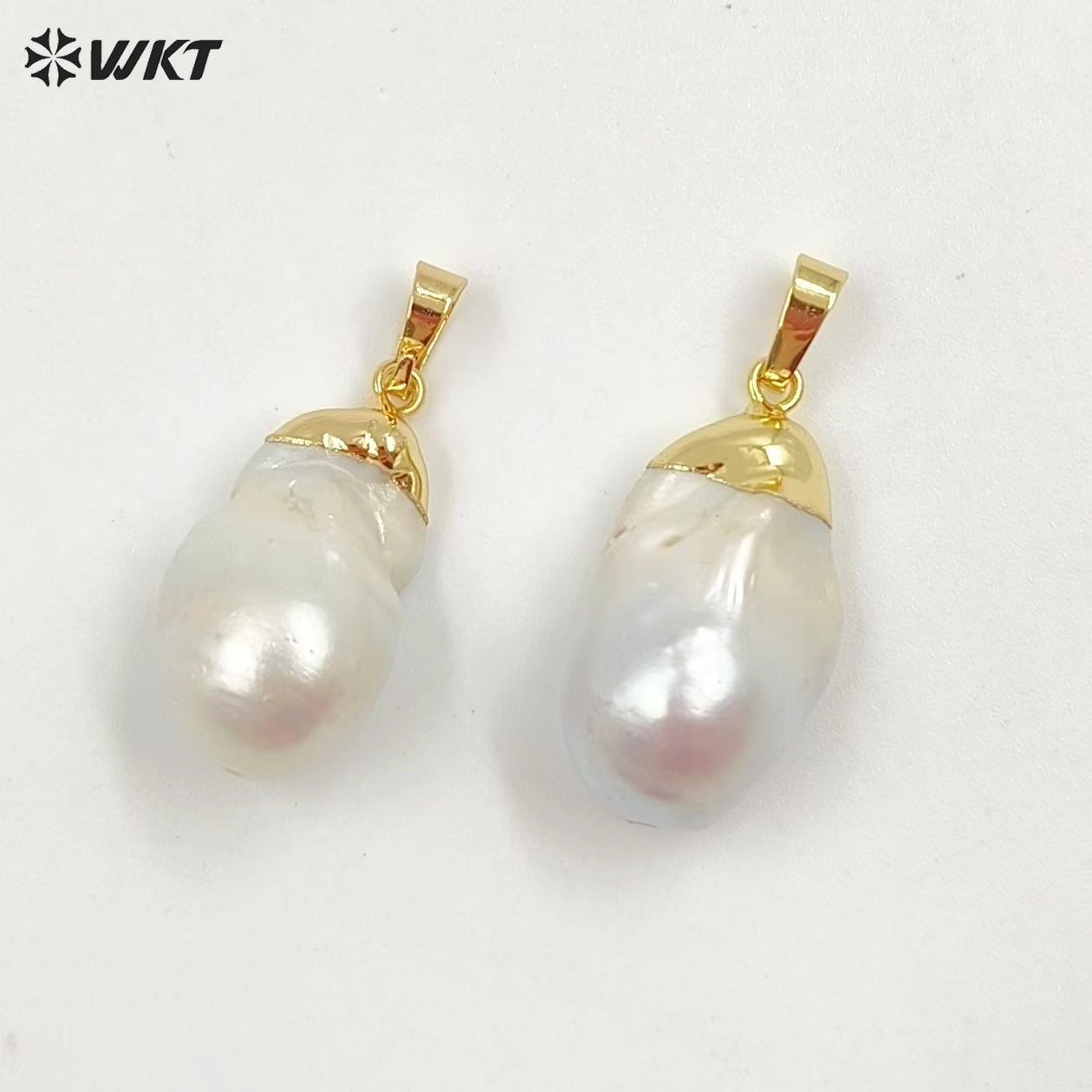 WT-P1085 Amazing Gorgeous Natural Freshwater Baroque Pearl Pendants With 18k Real Gold Plated on Top Fashion Jewelry Charms