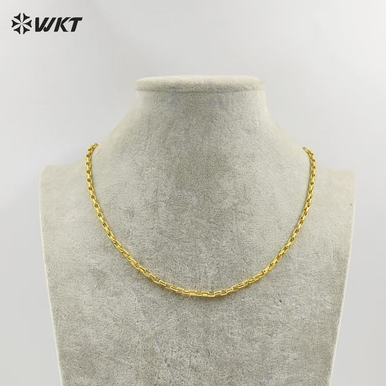WT-BFN034 Fashion Exquisite Woman Gold Brass Chain with 18k Gold Plated Chain Bracelet Link Chain for Jewelry Finding
