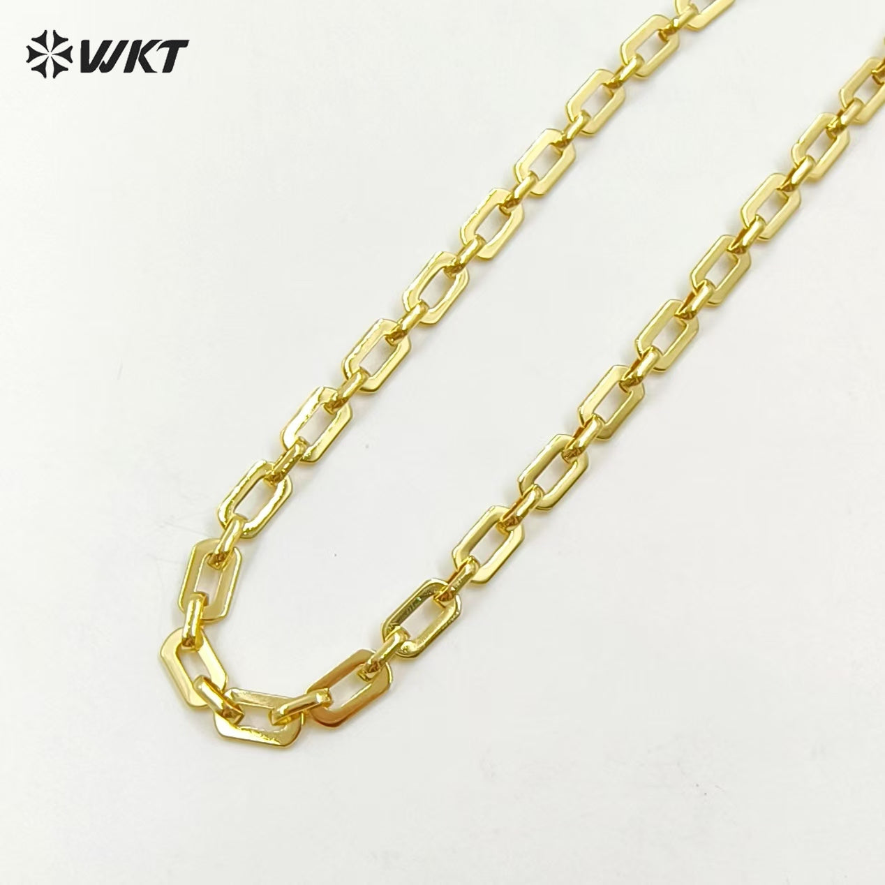 WT-BC176 WKT Wholesale Fashion Jewelry Chain 18K Gold Delicate Rectangular Mosaic Spiral Circle Shape Beautiful Necklace Chain