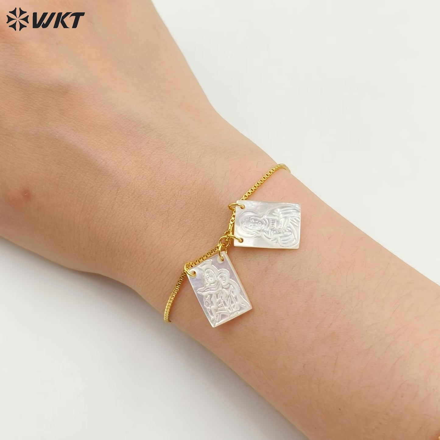 WT-MPB117 New Elegant Religious 18K Gold Plated Prayer Square Bracelet for Girls Finished Jewelry As Daily Decoration and Gift