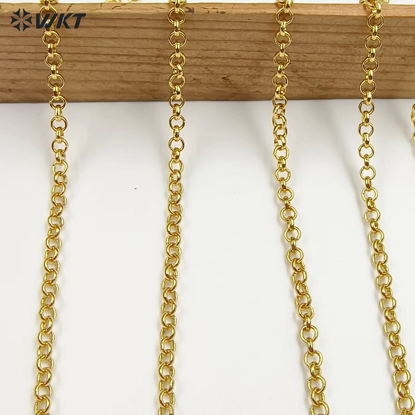 WT-BFN037 Round Gold Chain Yellow Brass with 18k Gold Plated Chain Exquisite Women Decorate Necklace Chain