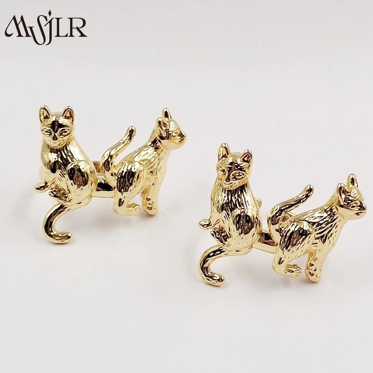 WKT-MVR052 Popular Punk Style European and American Animal Cat Shaped 18k Gold Plated Handpiece Open Ring