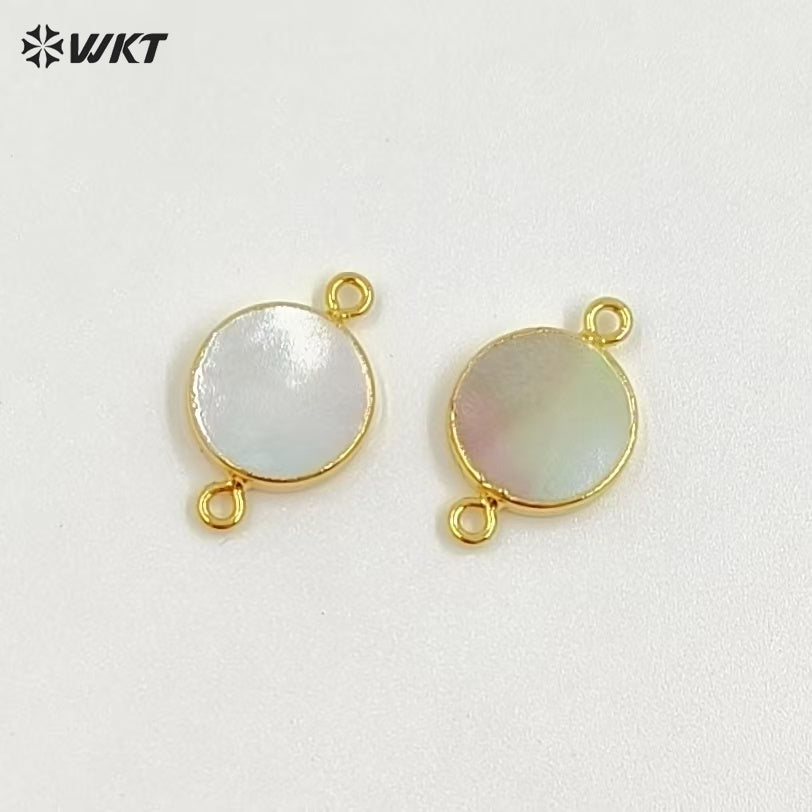 WT-C153 Wholesale Natural Round Freshwater Black Pearl Connector With 24k Real Gold Plated Jewelry,Fashion Black Pearl Connector