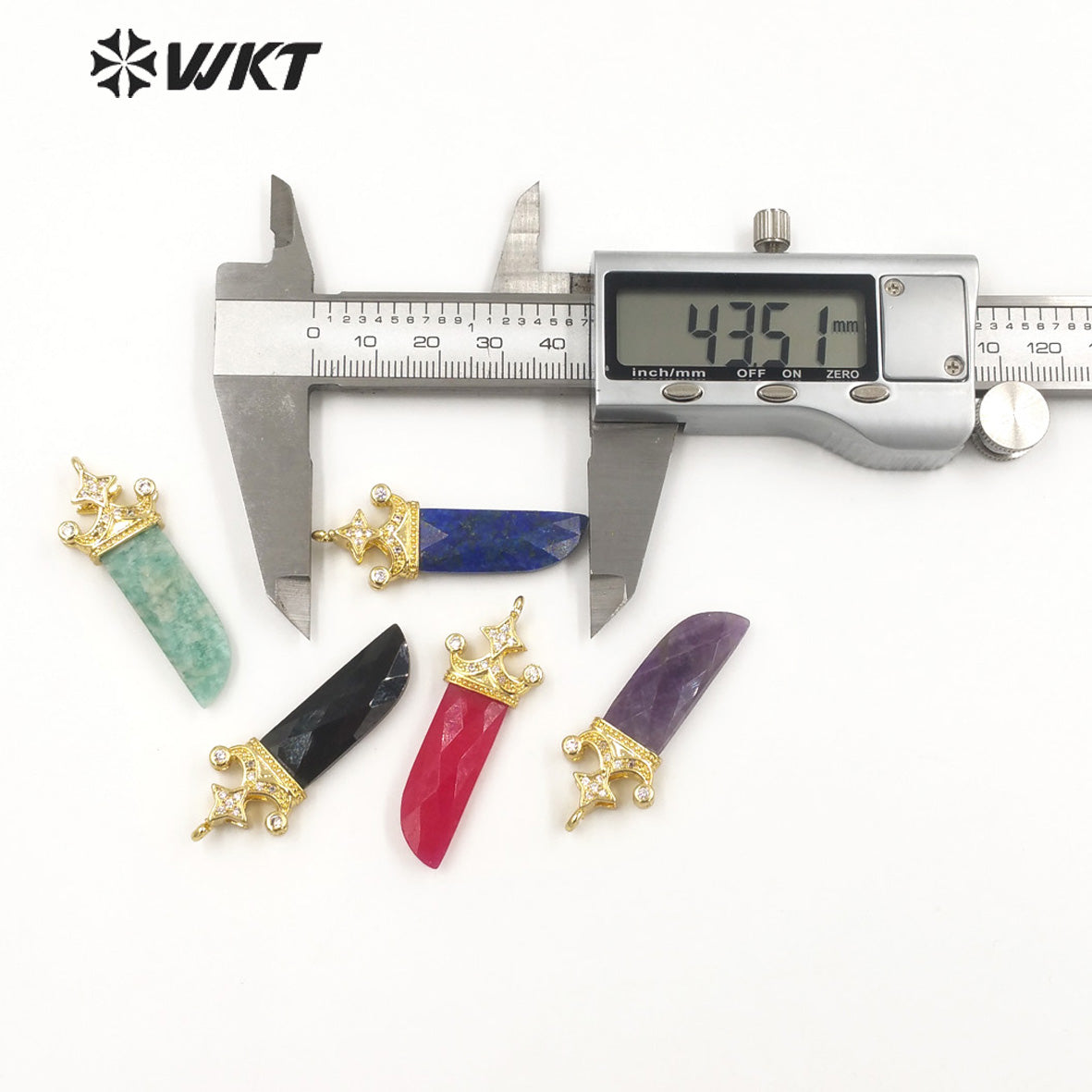 WT-MP263 Newest Vintage Style Charming Cubic Zircon Stone for Bracelet Design Knife Shaped Gemstone Pendant