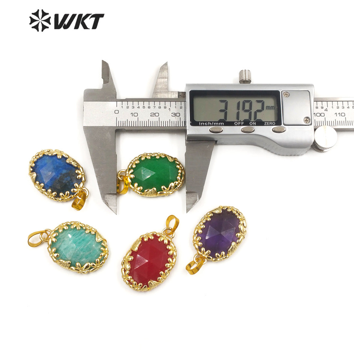 WT-P1919 Fashion Design Trendy New Precious Colorful Stone Oval Amazonite Amethyst Gemstone Pendants