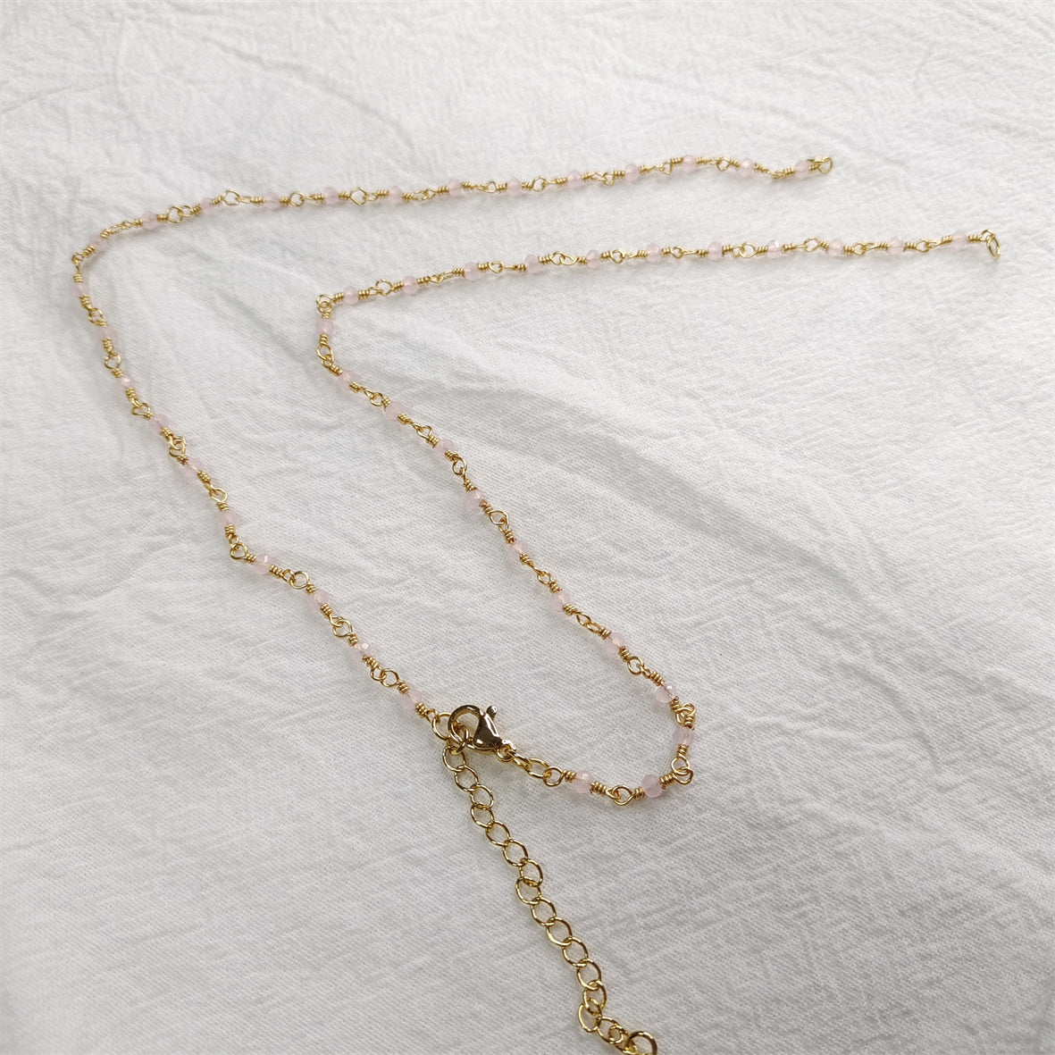 WT-BFN019 Wholesale Fashion Colorful Natural Stone Beads Rosary Chain Cute Double Hook Necklace Jewelry for Women Birthday Gift