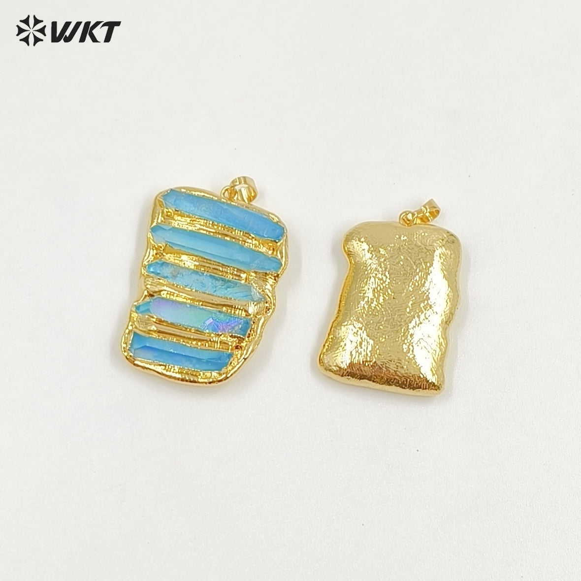 WT-P2006 Amazing New Natural Crystal Quartz Assemble Aqua Aura Stone Pendants For Necklace DIY