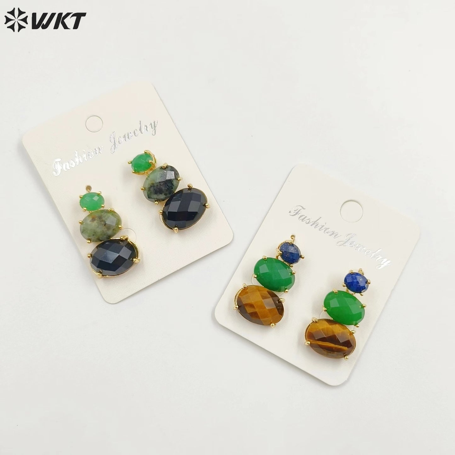 WT-E736 Amazing Colorful Elegant Natural Gemstone Long Charming in Drop Earrings Women Pendant Earrings