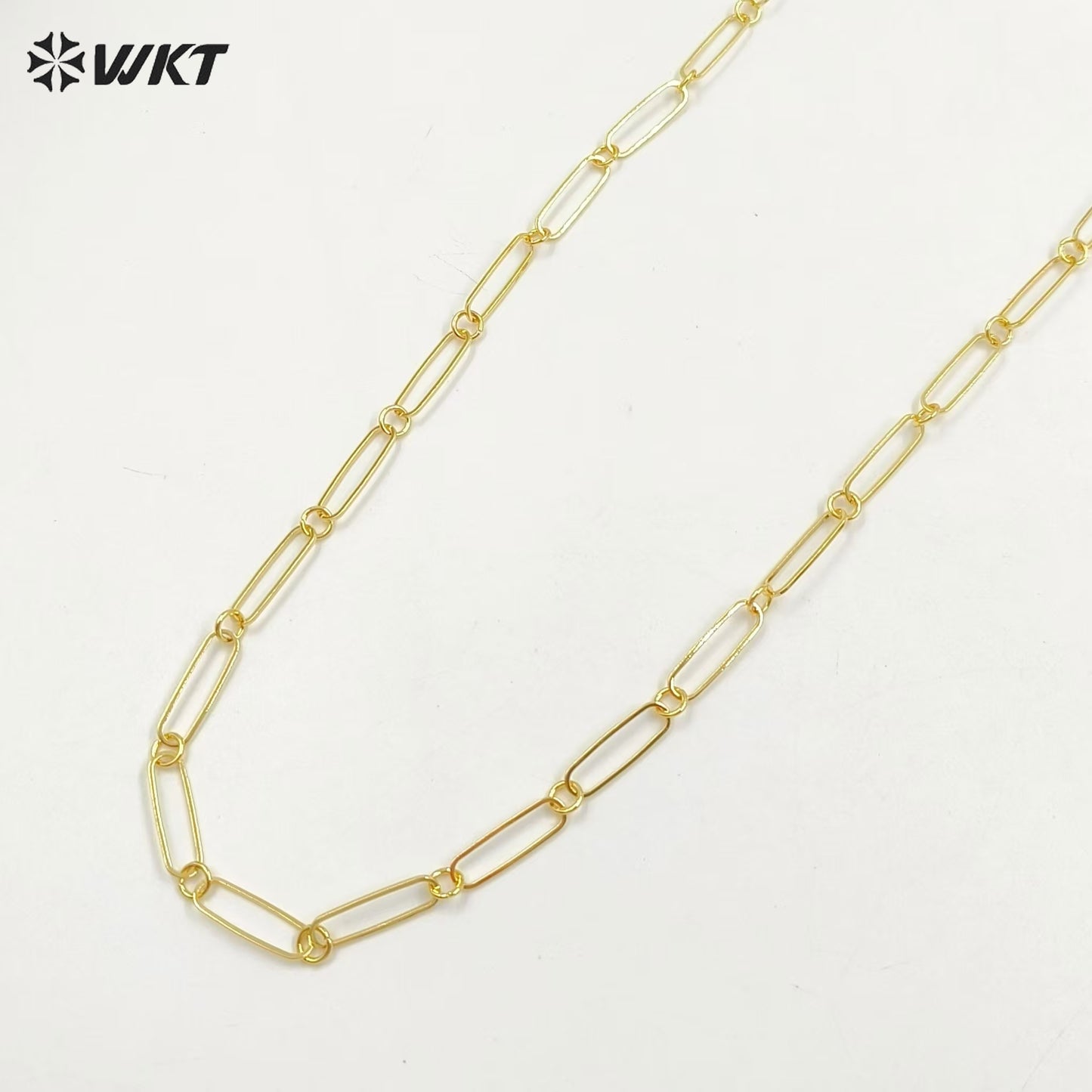WT-BC230 New Style 18K Real Gold Plated Long Square Connect by Ring Necklace Link Chain for Women Jewelry Design