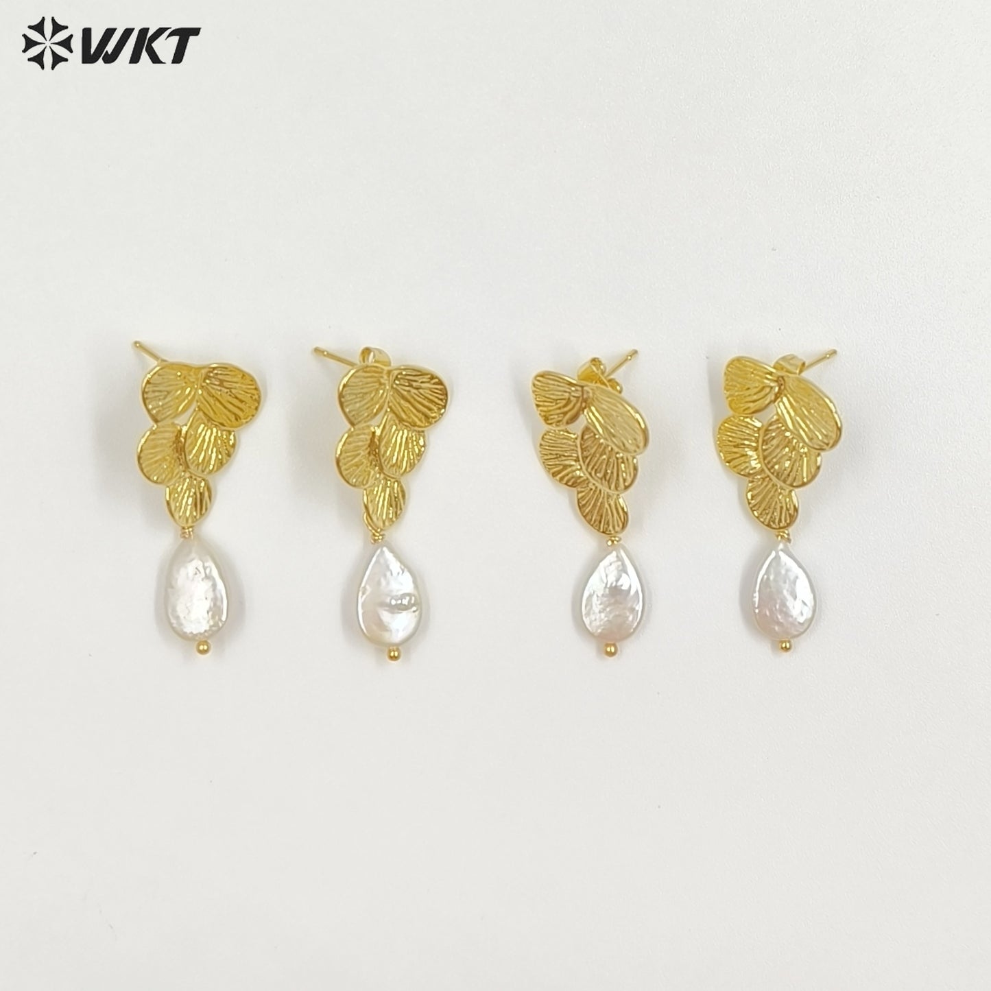 WT-MPE167 Exquisite Modern Style 18K Gold Electroplated Natural Freshwater Pearl Ladies Earrings For Everyday Elegant Jewelry