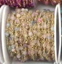 WT-RBC207 Wholesale Fashion Gold Electroplated Colorful Natural Gemstone Beads Chain Handmade Stone Made Rosary Beads Chain
